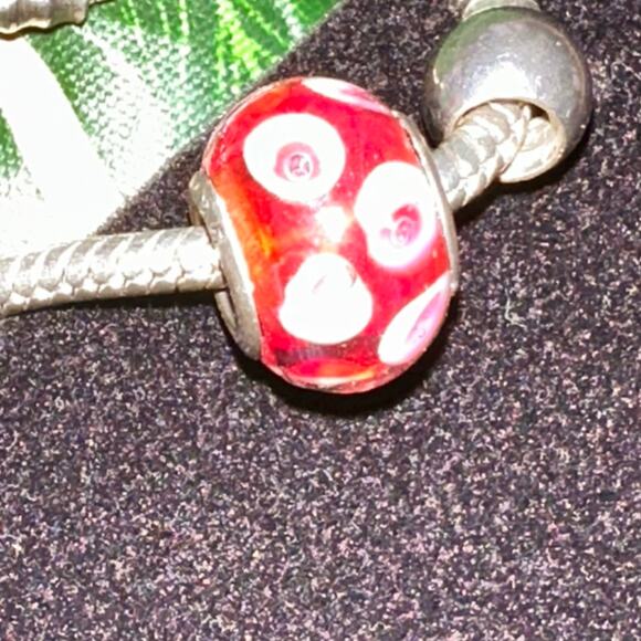 Pandora Sterling signed 925 Bracelet with two Murano sterling beads. - Picture 7 of 10